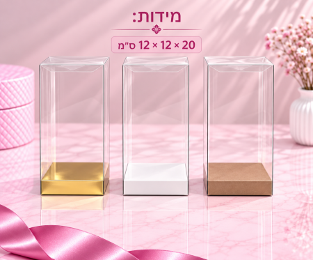 קופסת PVC שקופה – 20×12×12 ס״מ – 10 יחידות