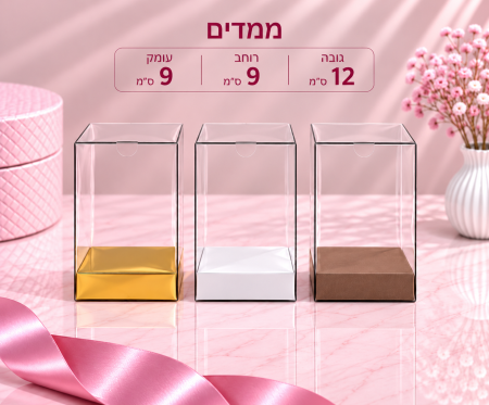 קופסת PVC שקופה – 12×9×9 ס״מ – 10 יחידות