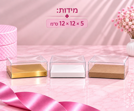 קופסת PVC שקופה – 5×12×12 ס״מ – 10 יחידות