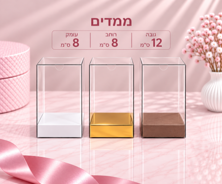 קופסת PVC שקופה – 12×8×8 ס״מ – 10 יחידות
