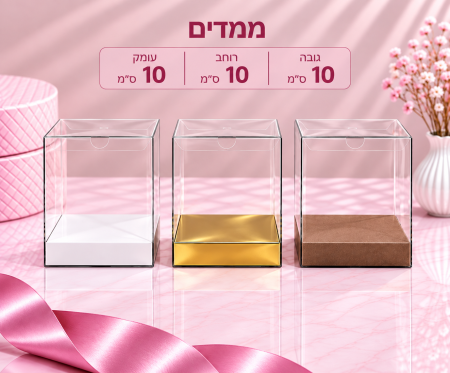 קופסת PVC שקופה – 10×10×10 ס״מ – 10 יחידות