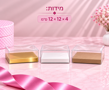 קופסת PVC שקופה – 4×12×12 ס״מ – 10 יחידות