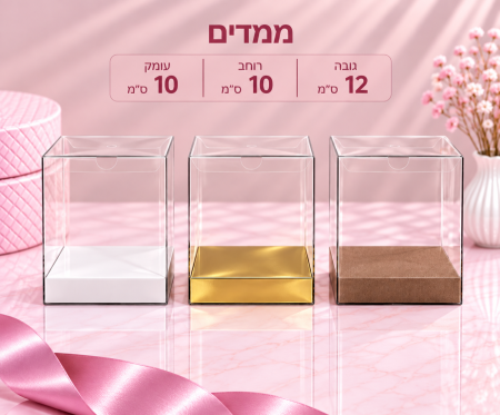 קופסת PVC שקופה – 12×10×10 ס״מ – 10 יחידות
