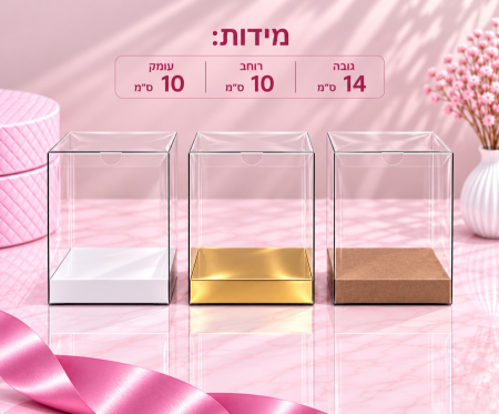קופסת PVC שקופה – 14×10×10 ס״מ – 10 יחידות