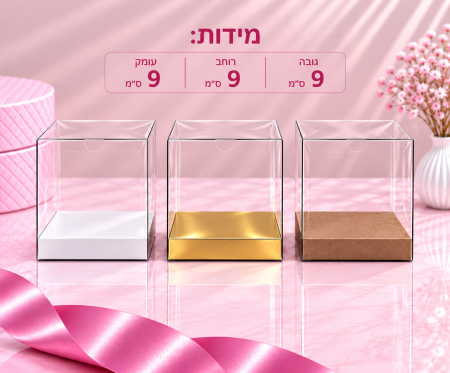 קופסת PVC שקופה – 9×9×9 ס״מ – 10 יחידות